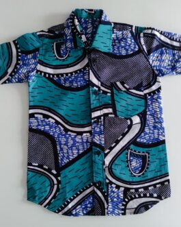 Chemise en wax bleu