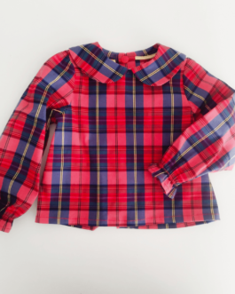 blouse pour bébé à motif écossais rouge