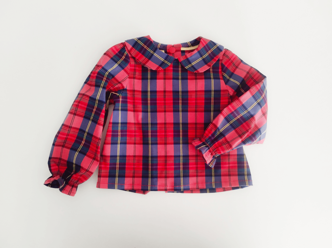 blouse pour bébé à motif écossais rouge