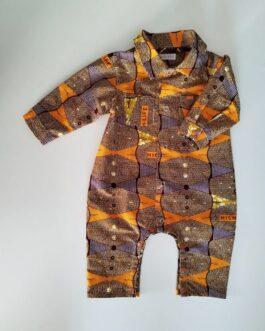combinaison pour bébé en imprimé wax orange