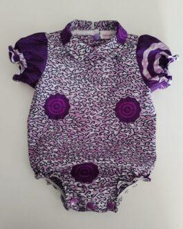 Body pour bébé en Wax violet, il a des manches courtes ballons