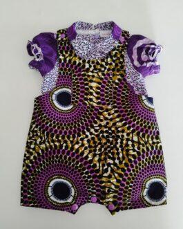 ensemble body et salopette short en Wax imprimé violet
