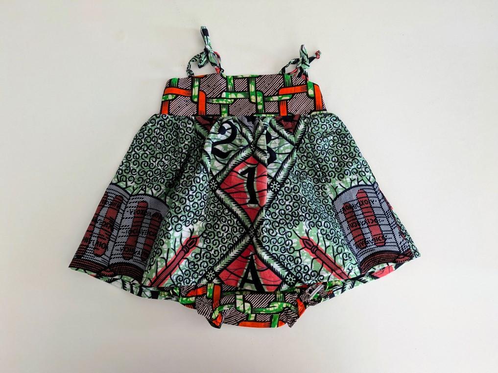 ensemble pour bébé en coton Wax vert et orange