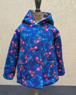 manteau à capuche en maille imprimée bleu floral