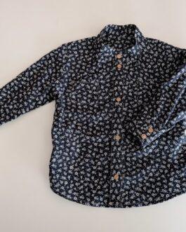 chemise bleu marine à motif fleuri