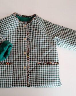 veste matelassée en coton à carreaux vert type vichy
