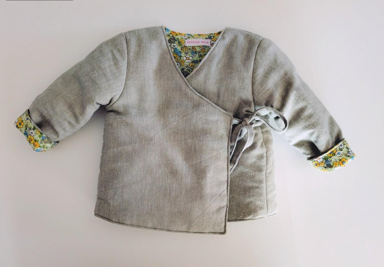 veste matelassée pour bébé en chambray vert