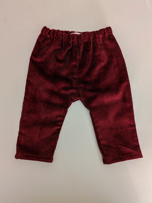 pantalon en velours milleraie bordeaux pour bébé