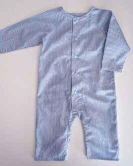 combinaison pour bébé en popeline à rayures bleues et blanches
